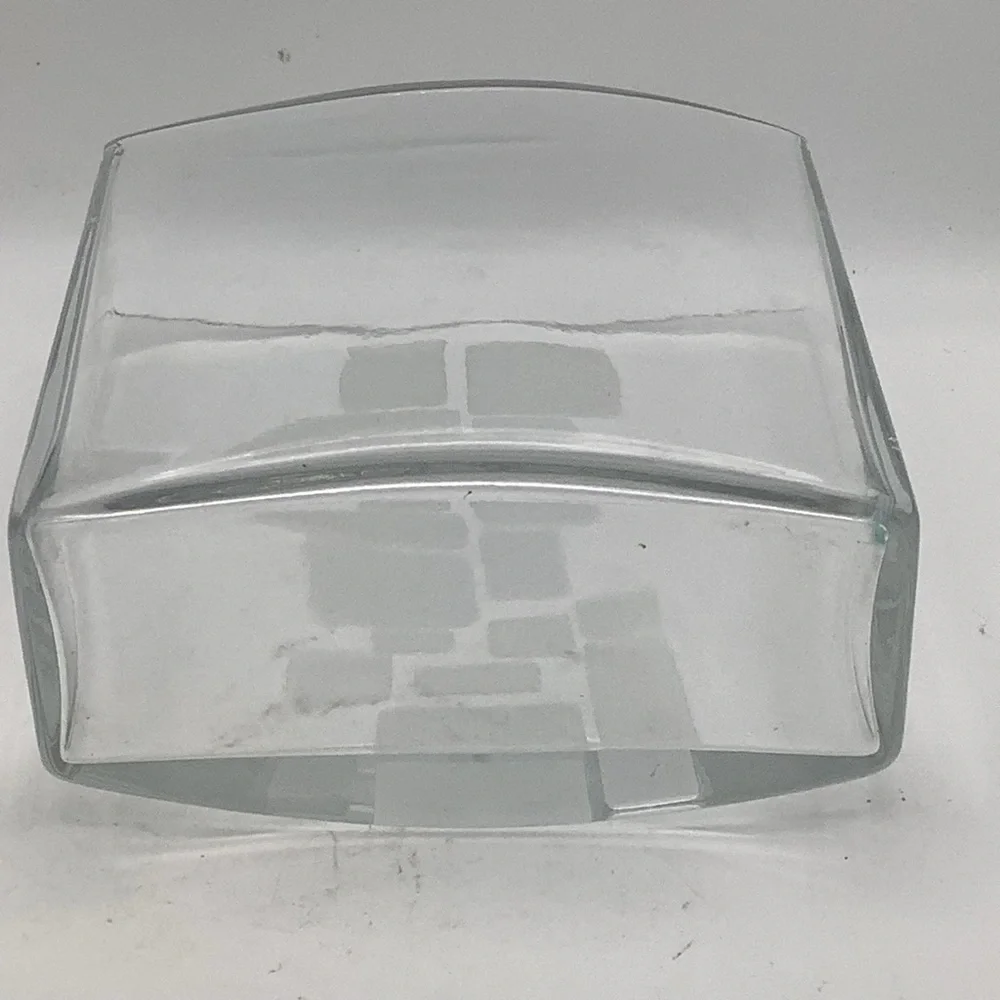 Modern Clear Glass Vase with Etched Geometric Design